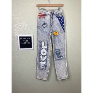 Vintage 80s JouJou Women’s Distressed Acid Wash Hippy Jeans Size 5/6